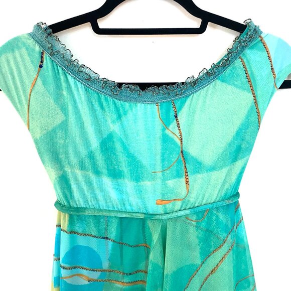 Legatte Jeans Bohemian-Style Asymmetrical Hemline - Teal and Blue Colors Size 6 - Picture 4 of 10